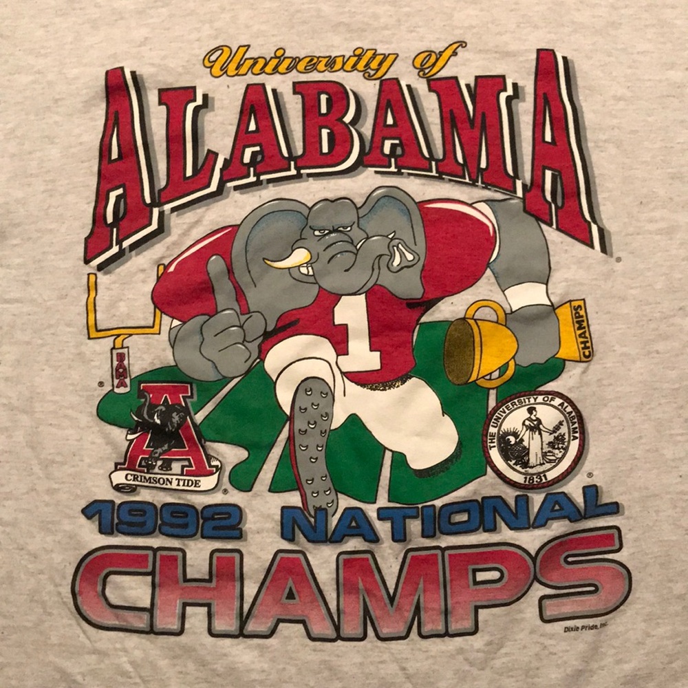 🐘🏆 Vintage 1992 Alabama Crimson Tide Champ Tee